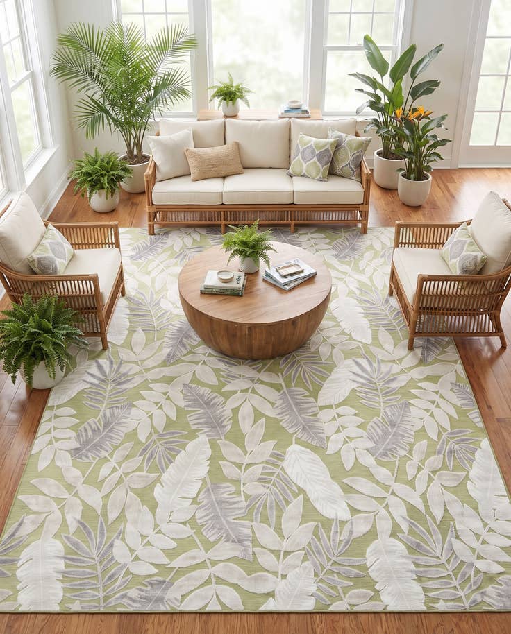 Detail image of 9' 9 x 12' Easy-Clean Botanical Indoor / Outdoor Rug