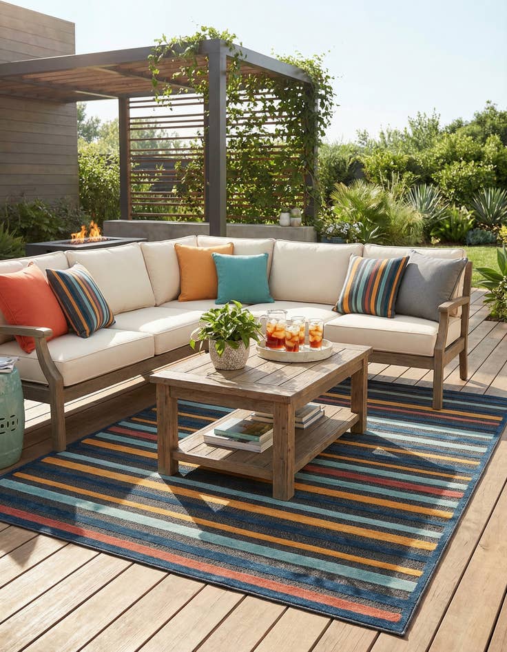 Detail image of 7' 10 x 10' Easy-Clean Belize Indoor / Outdoor Rug