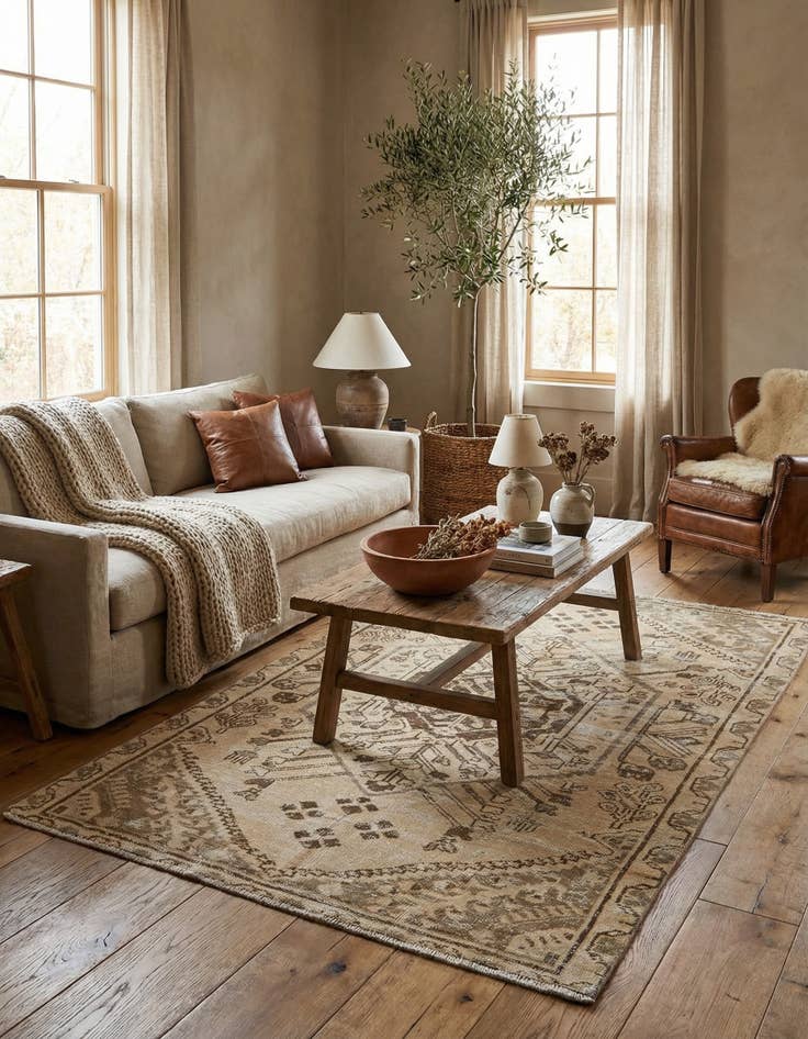 Detail image of 4' x 6'  Hand Knotted Ultra Vintage Persian Wool Rug