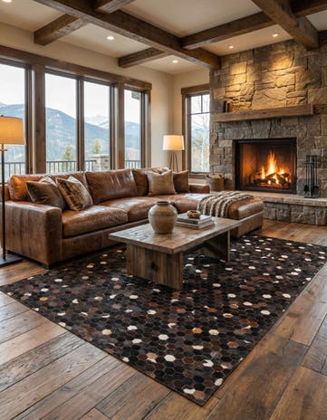 5' 1 x 8' 1 Cowhide Leather Rug