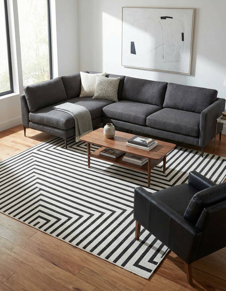 Detail image of 12' x 12'  Washable Modern Indoor / Outdoor Square Rug