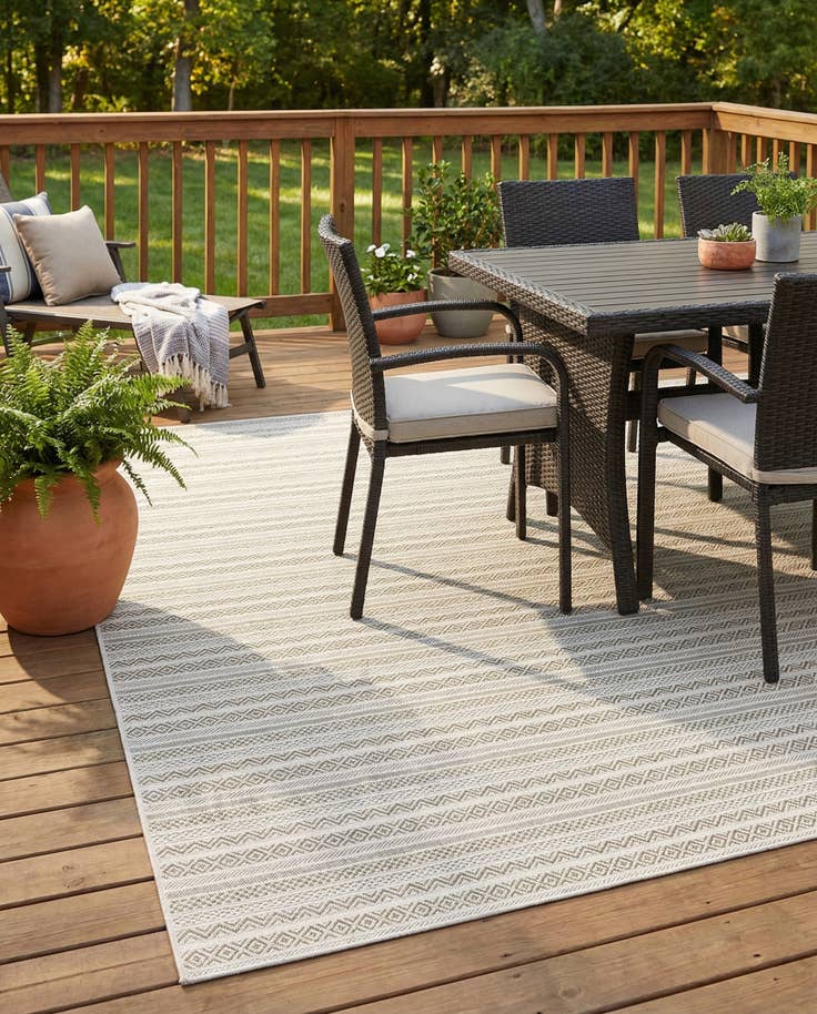 Detail image of 7' x 10' Easy-Clean Striped Indoor / Outdoor Rug