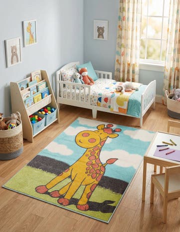 4' 1 x 6' 1 Giraffe Whimsy Kids Rug