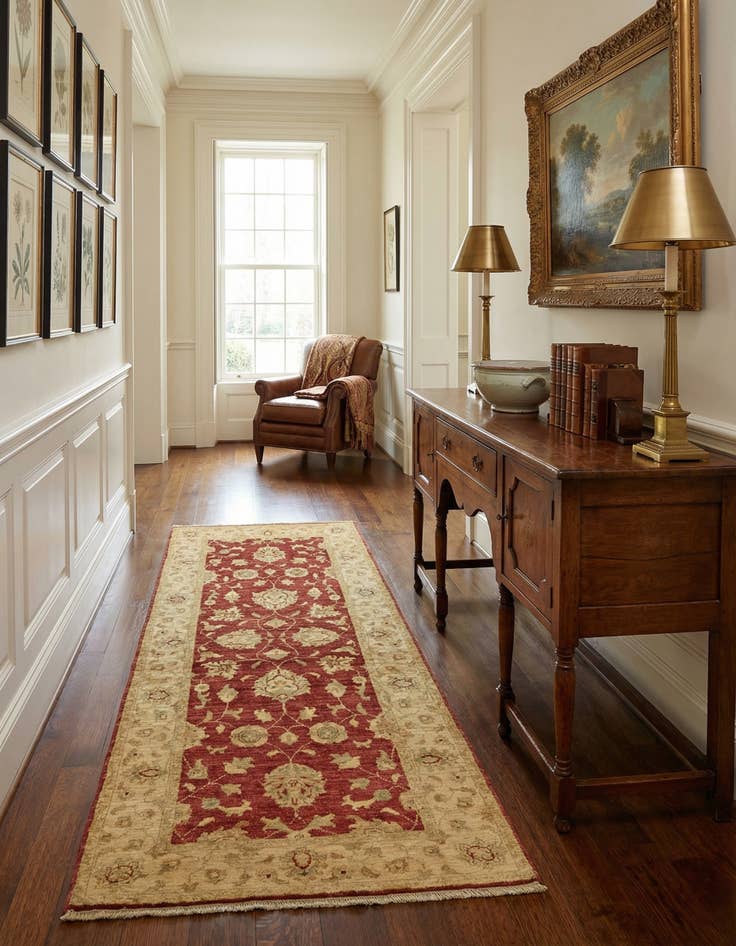 Detail image of 2' 6 x 6' 4  Hand Knotted Peshawar Ziegler Runner Rug