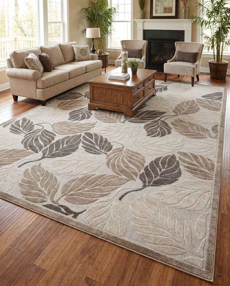 Detail image of 10' x 13' Easy-Clean Botanical Indoor / Outdoor Rug