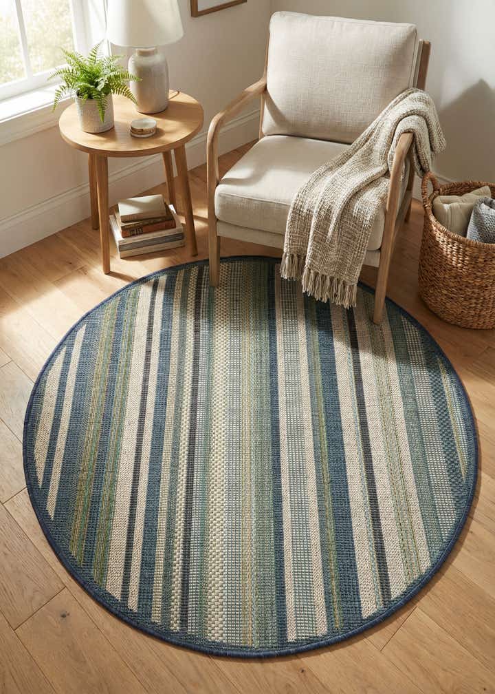 4' x 4' Easy-Clean Baja Indoor / Outdoor Round Rug