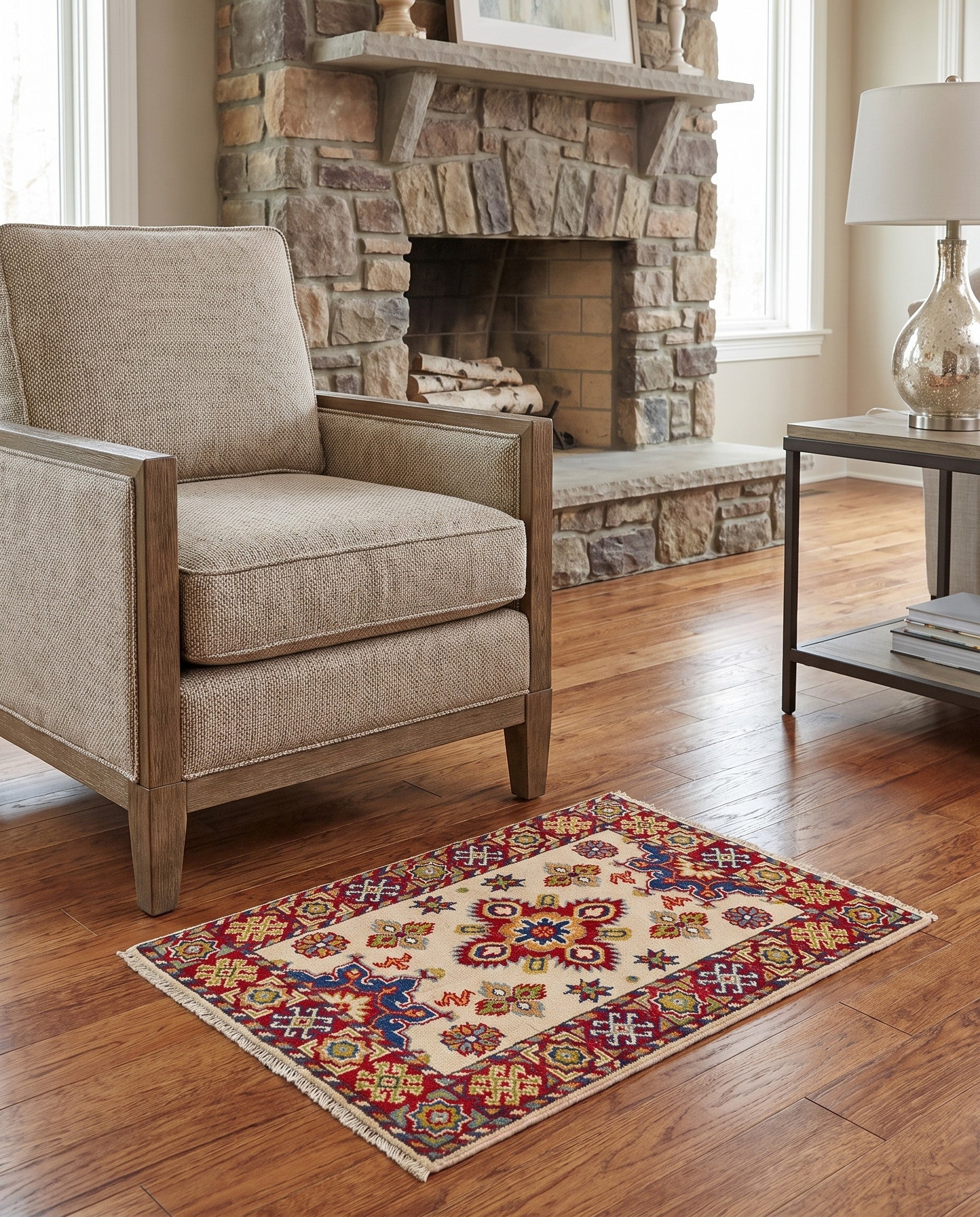 2' x 3' 1 Hand Knotted Kazak Rug