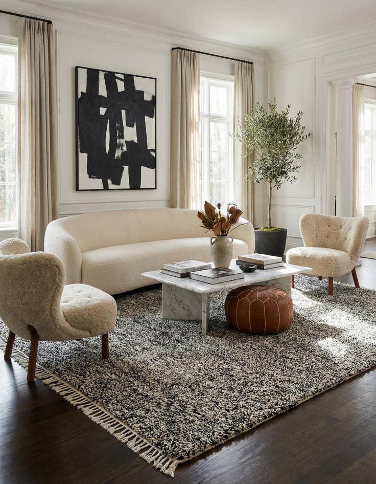 Detail image of 6' 8 x 8' 8  Hand Knotted Moroccan Wool Rug