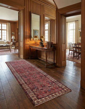 3' 8 x 10' 6 Hand Knotted Hossainabad Persian Wool Runner Rug