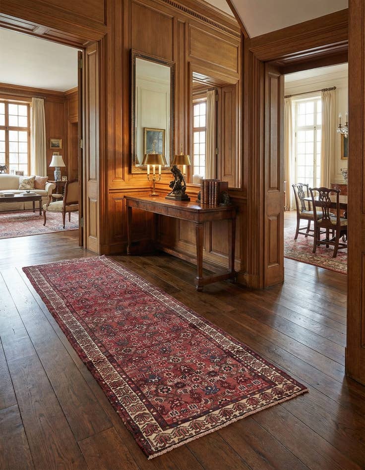 Detail image of 3' 8 x 10' 6  Hand Knotted Hossainabad Persian Wool Runner Rug