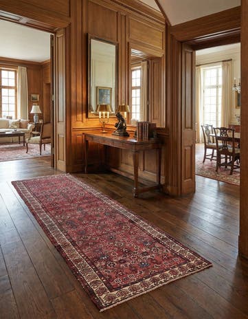 3' 8 x 10' 6 Hand Knotted Hossainabad Persian Wool Runner Rug