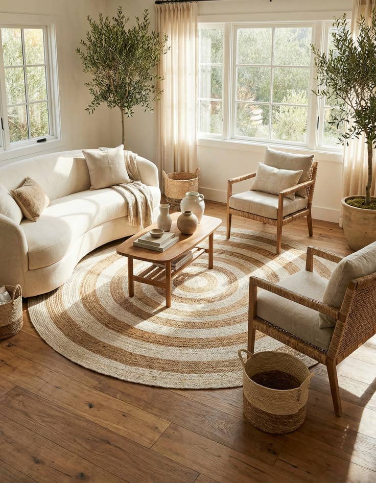 Detail image of 10' x 10'  Hand Braided Jute Round Rug