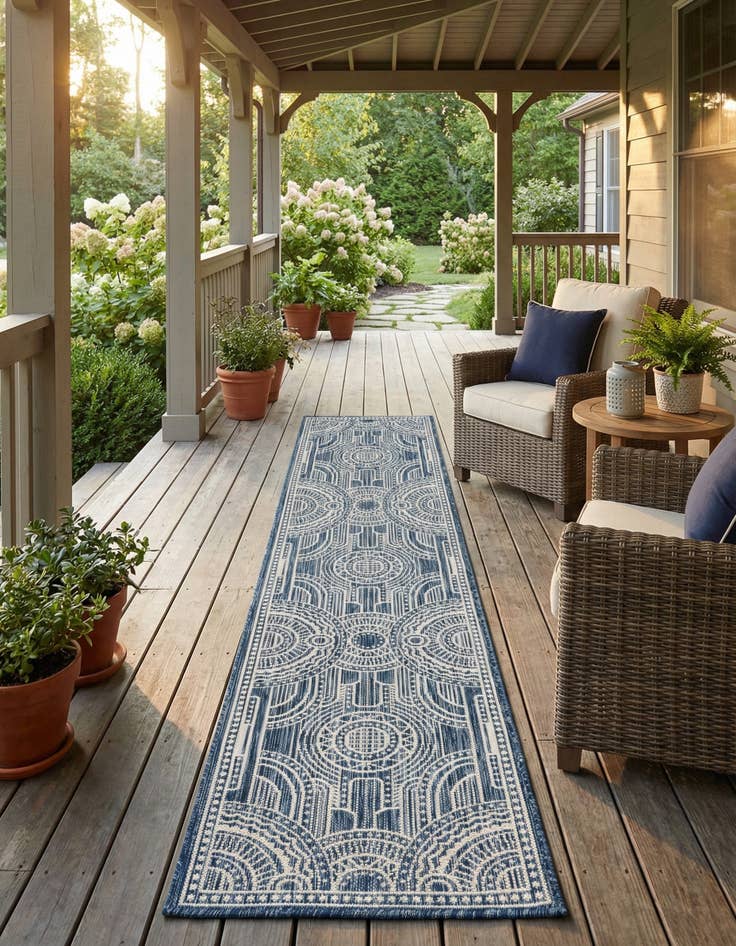 Detail image of 2' x 8'  Washable Traditional Indoor / Outdoor Runner Rug
