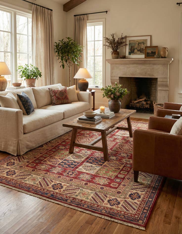 Detail image of 5' 7 x 8'  Hand Knotted Kazak Oriental Rug