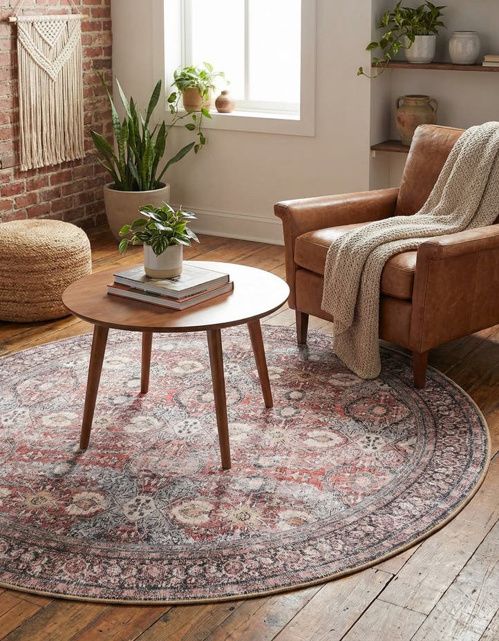 5' 1 x 5' 1 Washable Timeless Round Rug