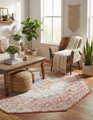 Red Newport Octagon Rug