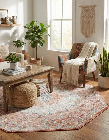 Red Newport Octagon Rug