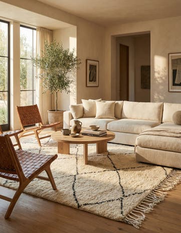 7' x 9' 6 Hand Knotted Moroccan Wool Rug