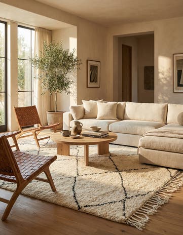 7' x 9' 6 Hand Knotted Moroccan Wool Rug