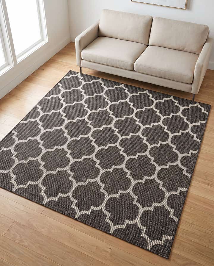 6' x 6' Easy-Clean Lattice Indoor / Outdoor Square Rug