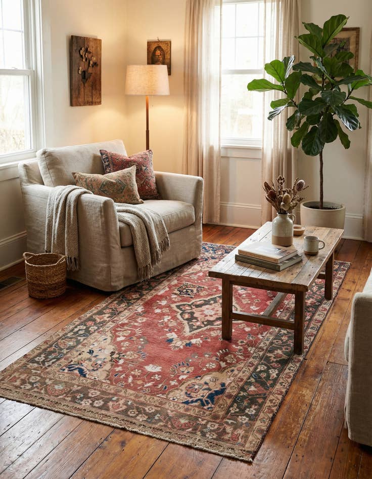 Detail image of 3' 10 x 6' 2  Hand Knotted Ultra Vintage Persian Wool Rug