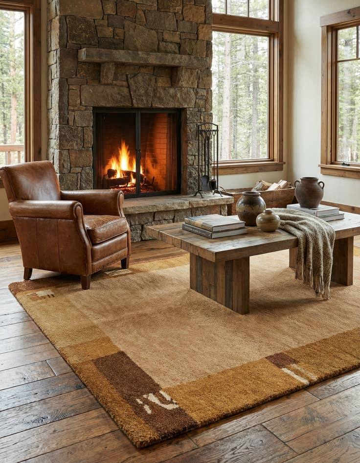 Detail image of 4' 7 x 6' 6 Kashkuli Gabbeh Wool Rug