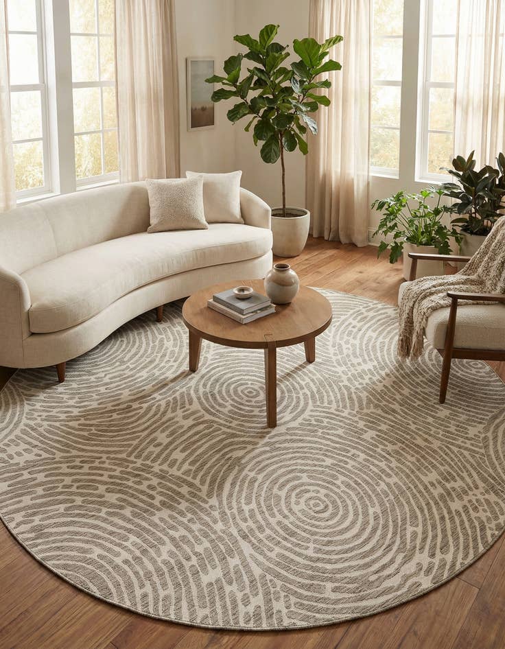 Detail image of  10' x 10'  Washable Modern Indoor / Outdoor Round Rug