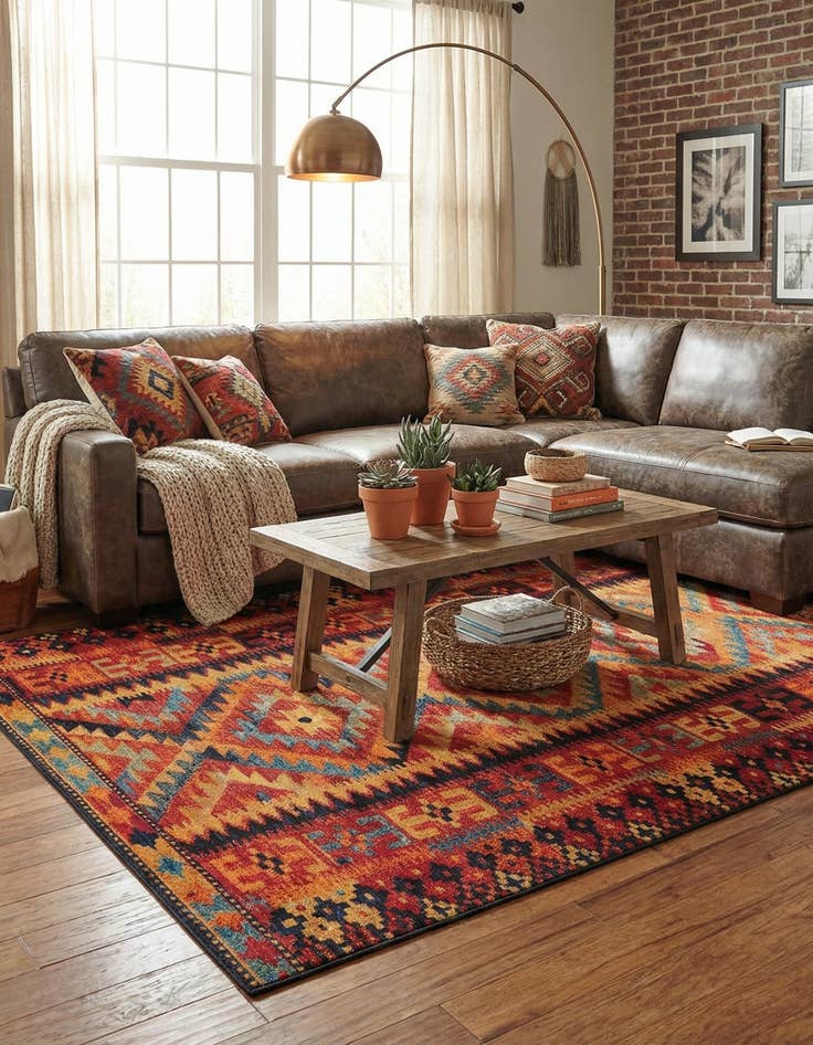 Detail image of  7' x 10'  Washable Tribal Indoor / Outdoor Rug