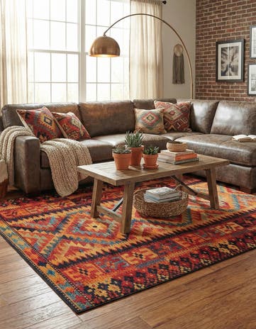 7' x 10' Easy-Clean Tribal Indoor / Outdoor Rug