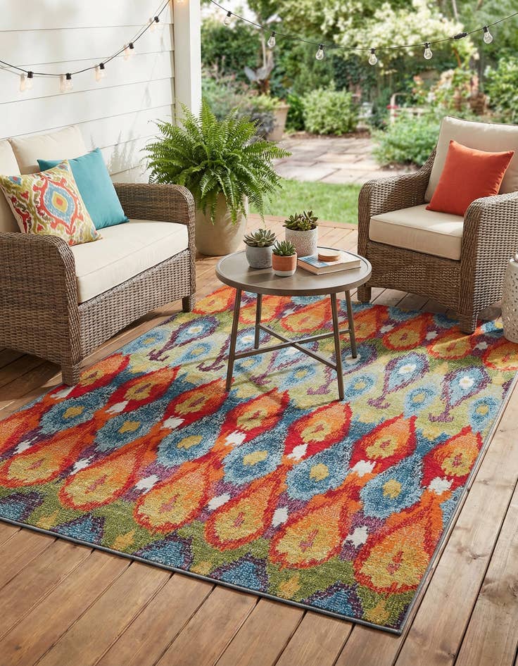 Detail image of 4' x 6'  Washable Modern Indoor / Outdoor Rug