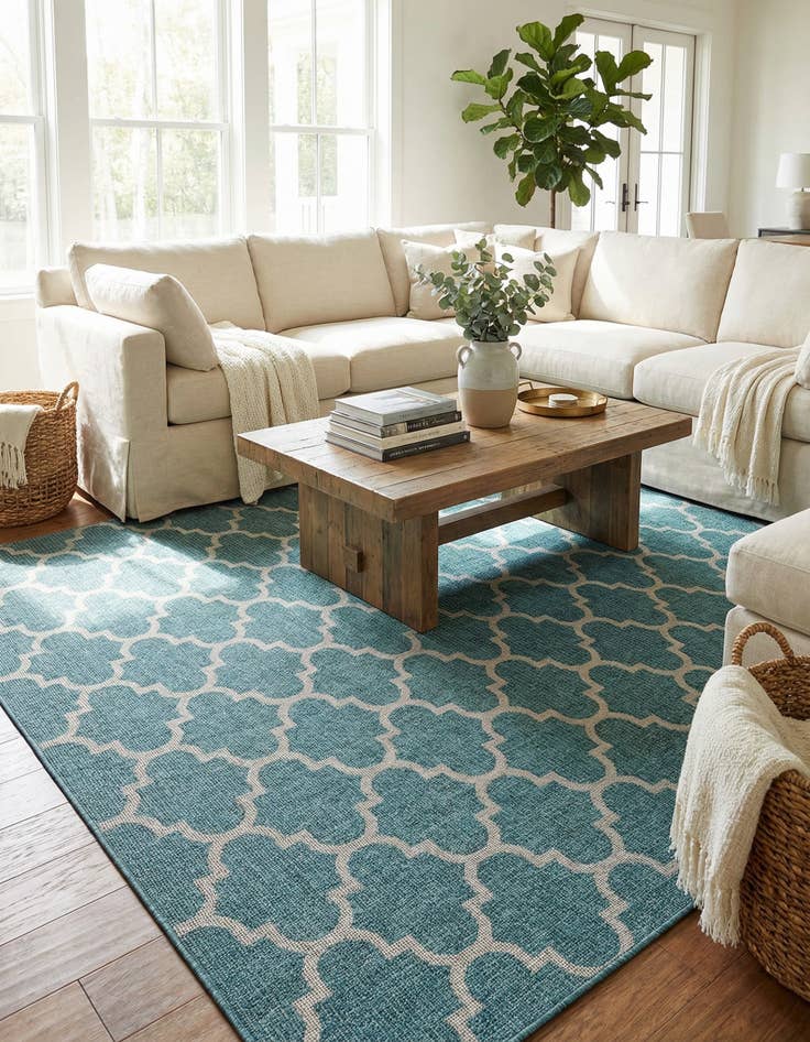 Detail image of 10' x 13'  Washable Trellis Indoor / Outdoor Rug