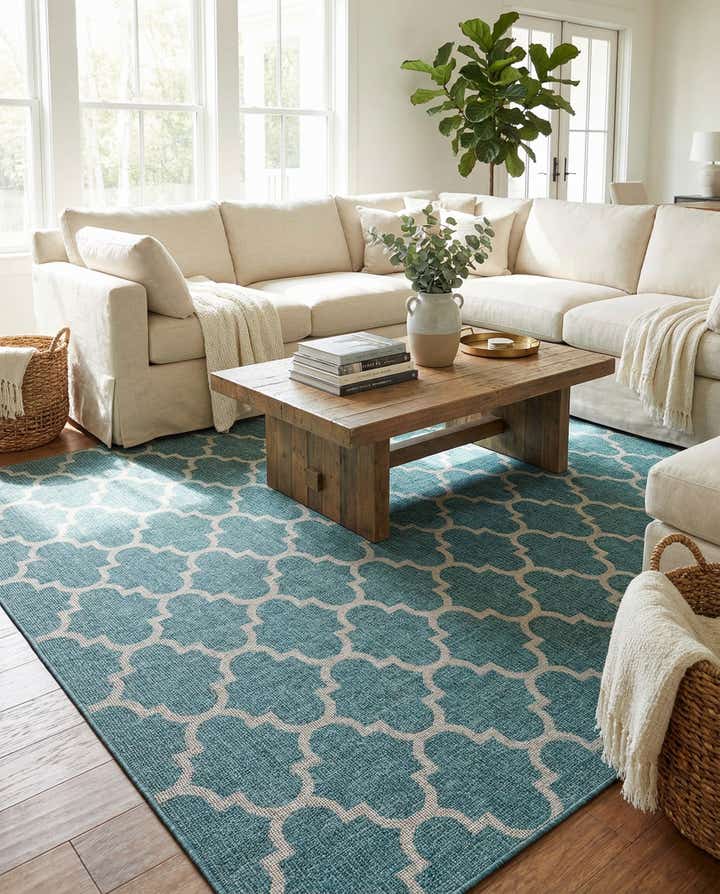 10' x 13' Easy-Clean Lattice Indoor / Outdoor Rug