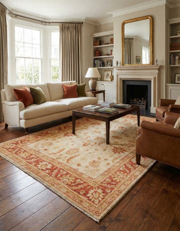 5' 7 x 8' Hand Knotted Peshawar Ziegler Rug