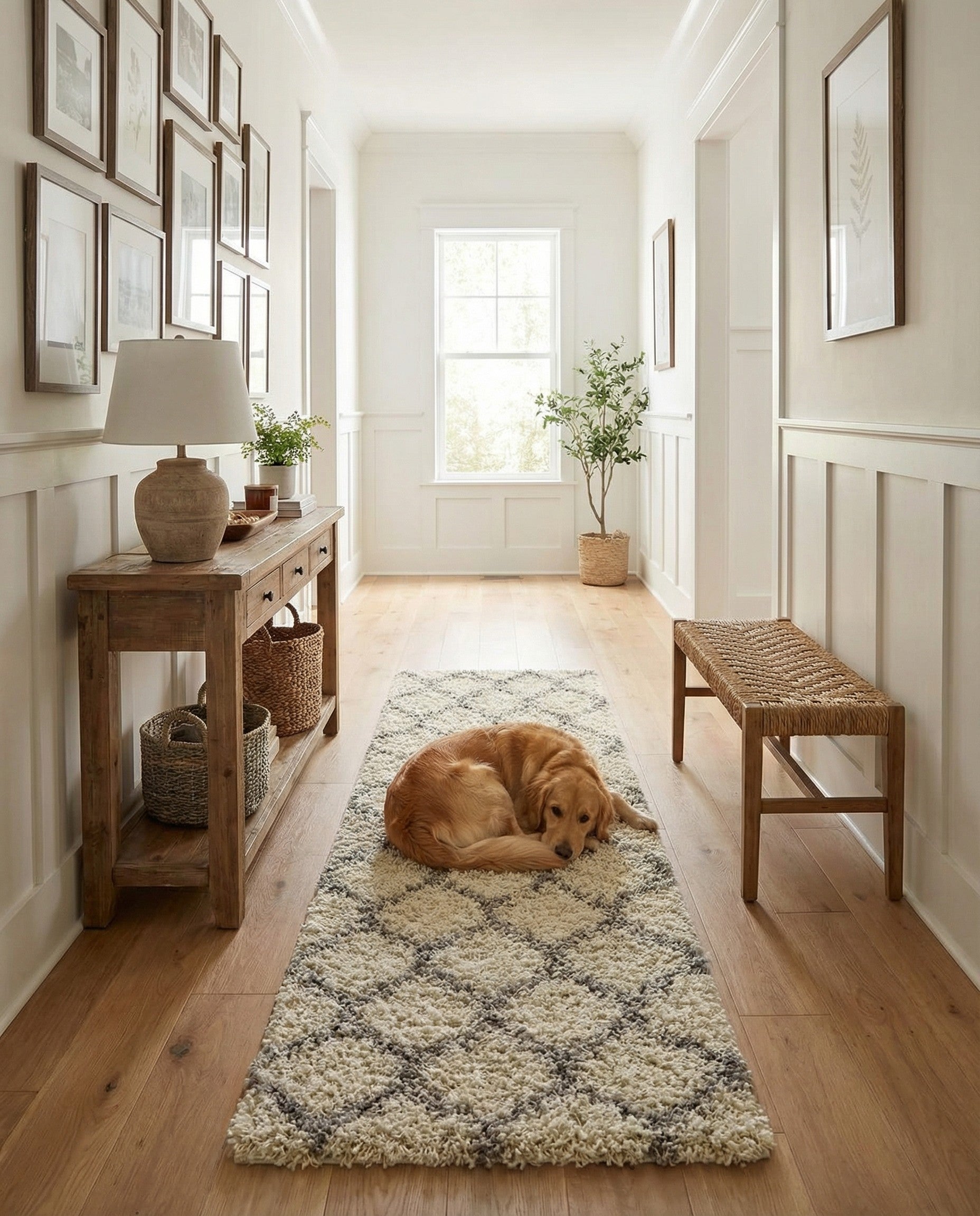  3' 3 x 16' 5 Lattice Shag Runner Rug