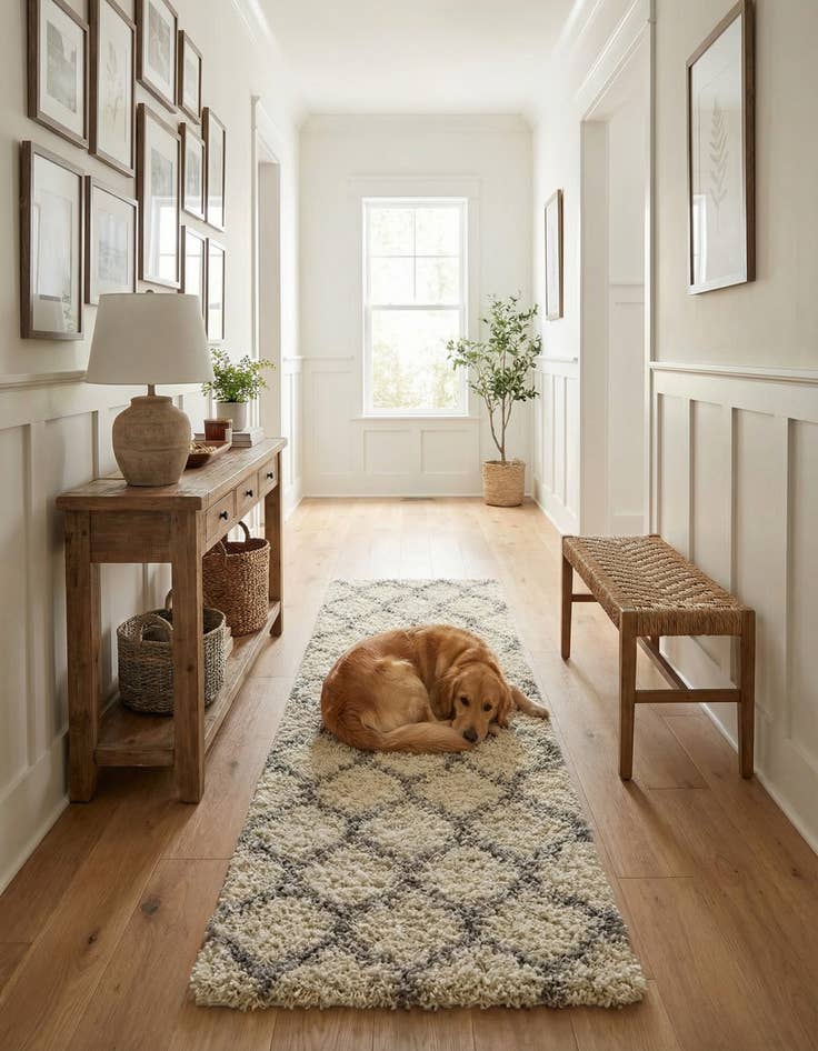 Detail image of 3' 3 x 16' 5 Trellis Shag Runner Rug