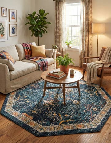 Navy Blue Lola Octagon Rug