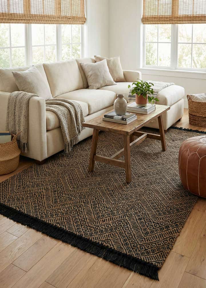 5' 1 x 8' Handmade Braided Jute Rug