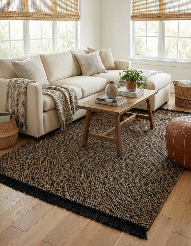 Detail image of  5' 1 x 8'  Hand Braided Jute Rug