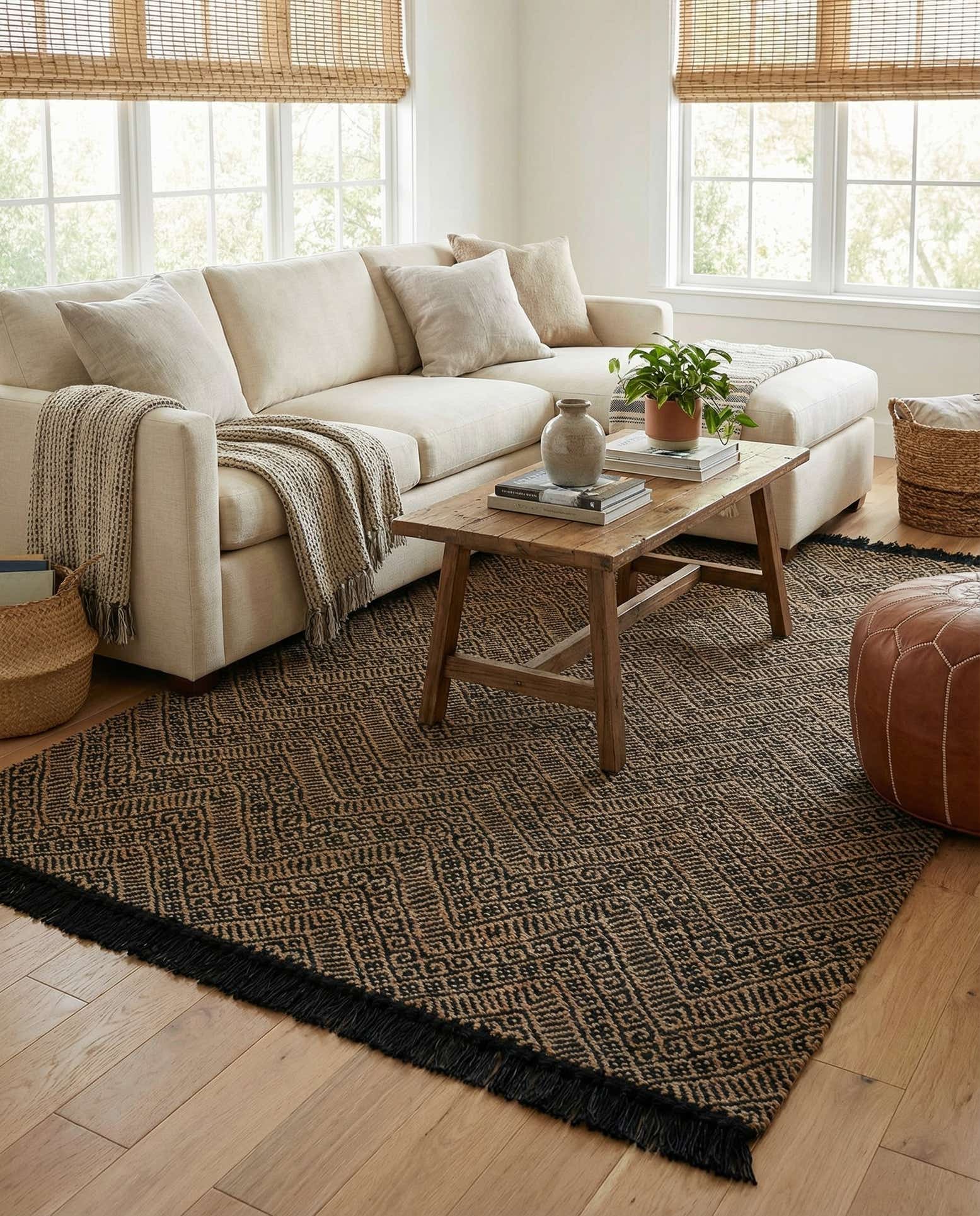 5' 1 x 8' Handmade Braided Jute Rug
