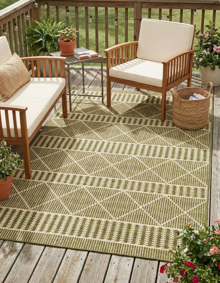 Detail image of 4' x 6'  Washable Trellis Indoor / Outdoor Rug