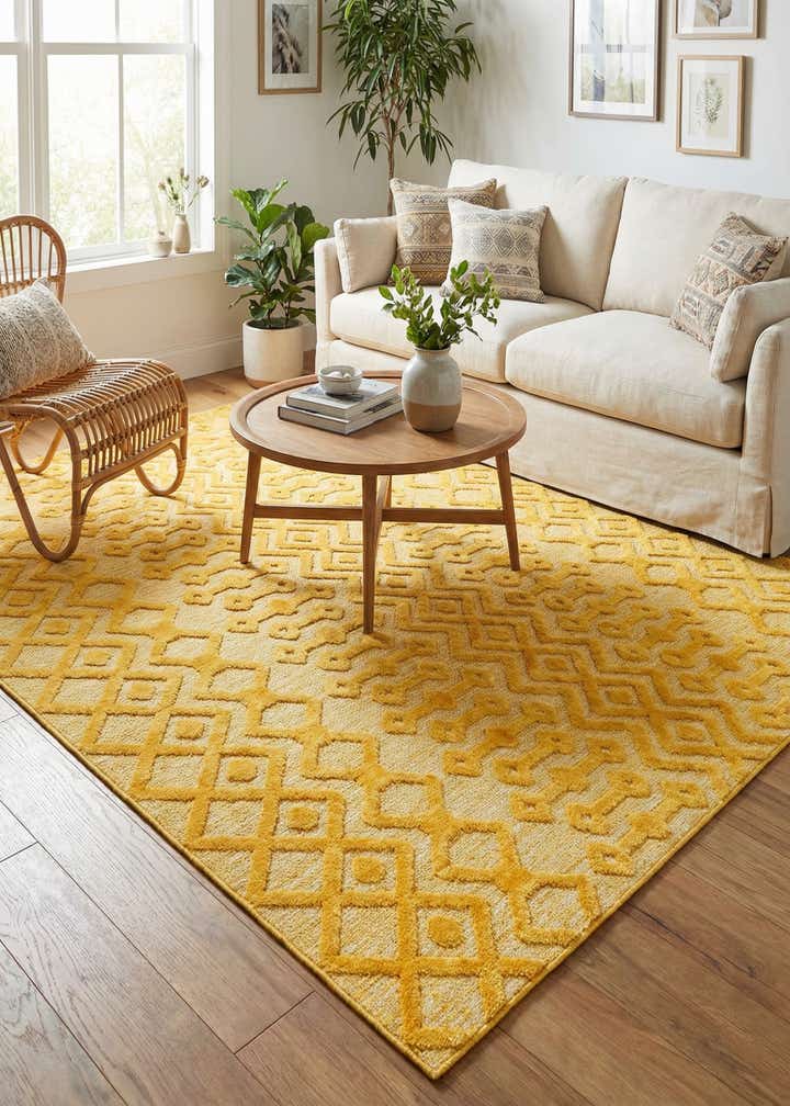7' 10 x 7' 10 Easy-Clean Trellis Textured Indoor / Outdoor Square Rug