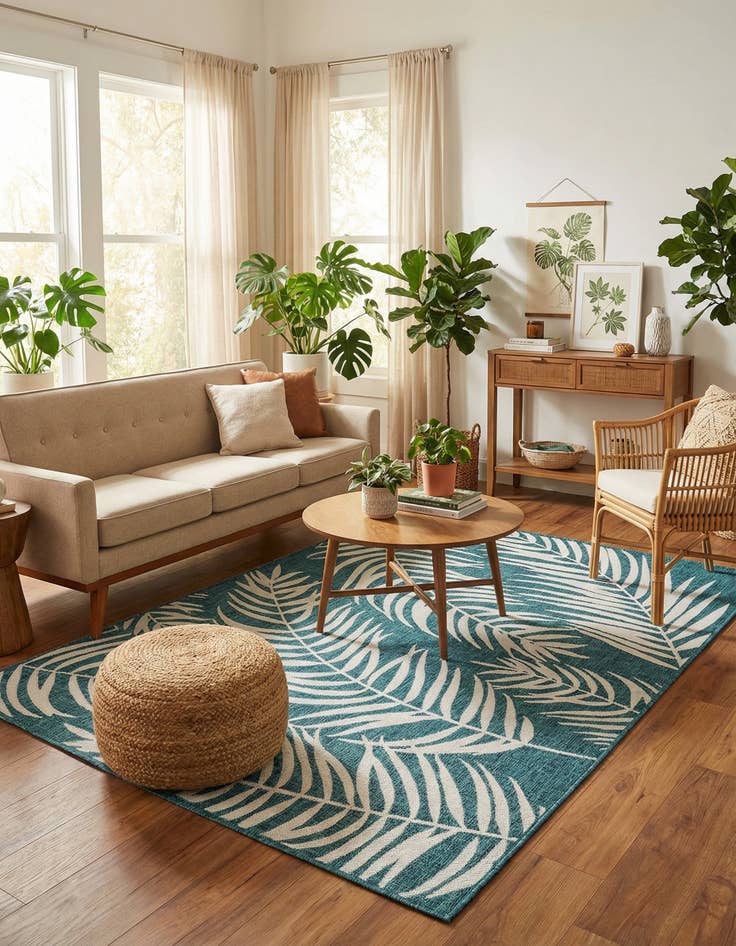 Detail image of 6' x 9'  Washable Botanical Indoor / Outdoor Rug