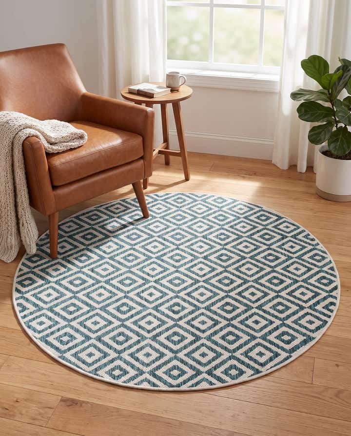 4' x 4' Easy-Clean Jill Zarin Costa Rica Indoor / Outdoor Round Rug