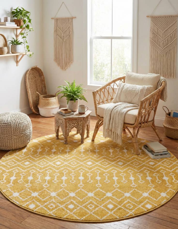 Detail image of  7' 10 x 7' 10 Moroccan Trellis Round Rug