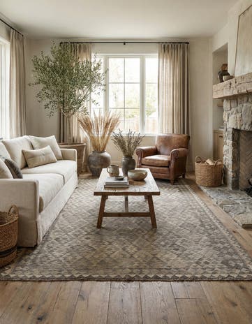 6' 8 x 9' 8 Hand Woven Kilim Maymana Wool Rug