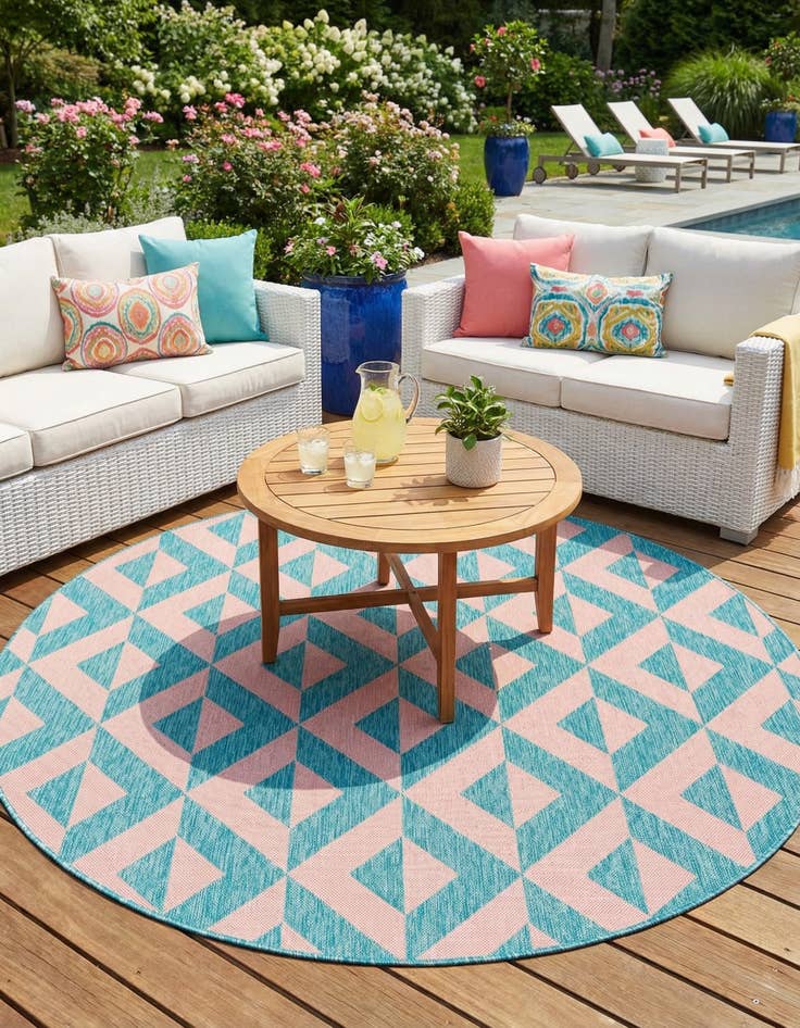 Detail image of 7' x 7'  Washable Jill Zarin Napa Indoor / Outdoor Round Rug