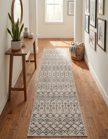 Ivory Eco Trellis Runner Rug