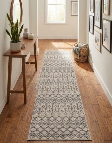 Ivory Eco Trellis Runner Rug