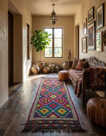 2' x 7' 4 Hand Knotted Kilim Fars Persian Wool Runner Rug