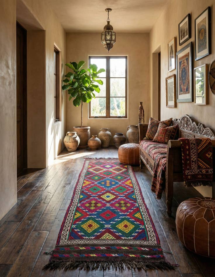Detail image of 2' x 7' 4 Hand Knotted Kilim Fars Persian Wool Runner Rug